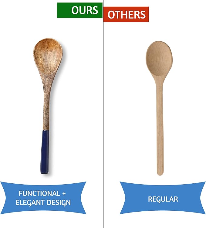 Folkulture Wooden Spoons for Cooking | 12" Premium Acacia Wooden Utensil Set of - Image 6