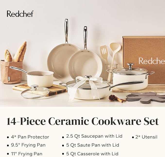Redchef Ceramic Nonstick Cookware Set, Induction Cookware - Image 8