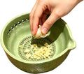 Garlic Grater Bowl 7-hole 2-in-1Kitchen Spanish Handheld Herb Stripper Ceramic by Unknown