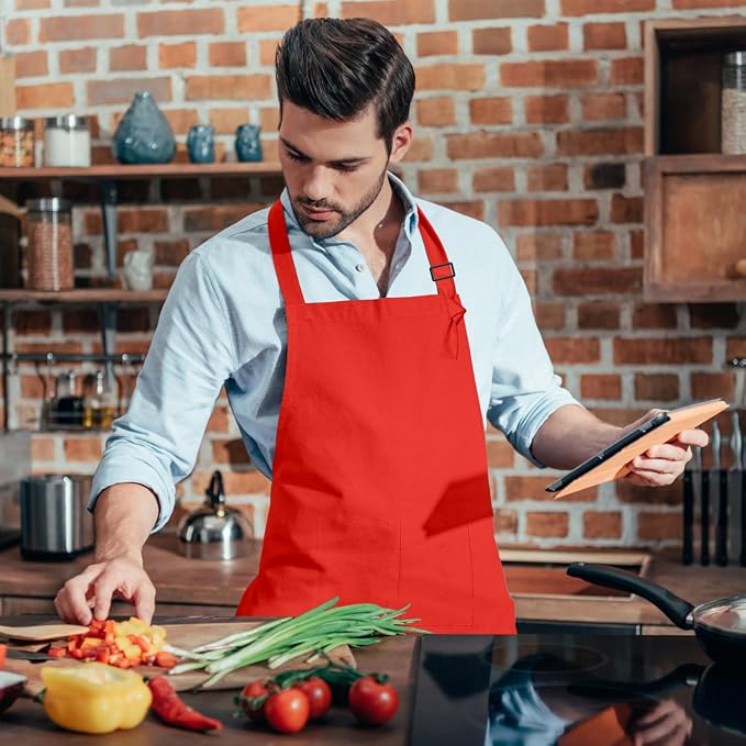 15 Pcs Adult Aprons Bulk with Pockets Adjustable Bib Chef Apron - Image 7
