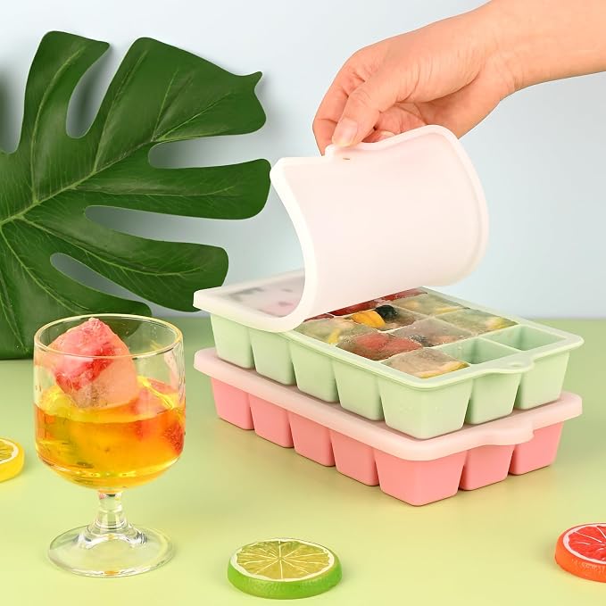 HUAKENER 2 Pack Silicone Ice Cube Tray, Medium Size Ice Cube Trays - Image 2