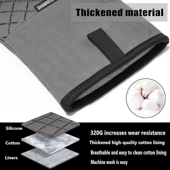 Oven Mitts and Pot Holders Sets 6pcs, Kitchen Oven Glove, High Heat Resistant - Image 3