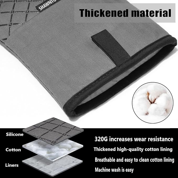 Oven Mitts and Pot Holders Sets 6pcs, Kitchen Oven Glove, High Heat Resistant - Image 3