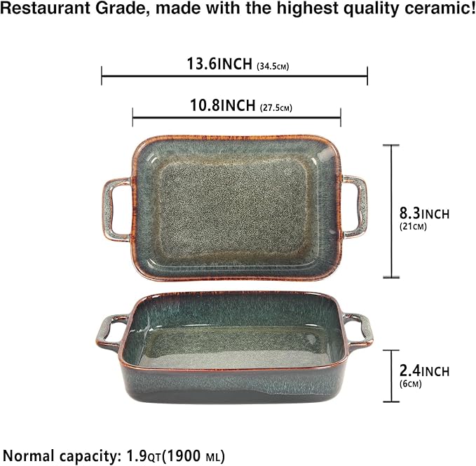 10" x 8" Porcelain Rectangular Casserole Dishes - Image 2
