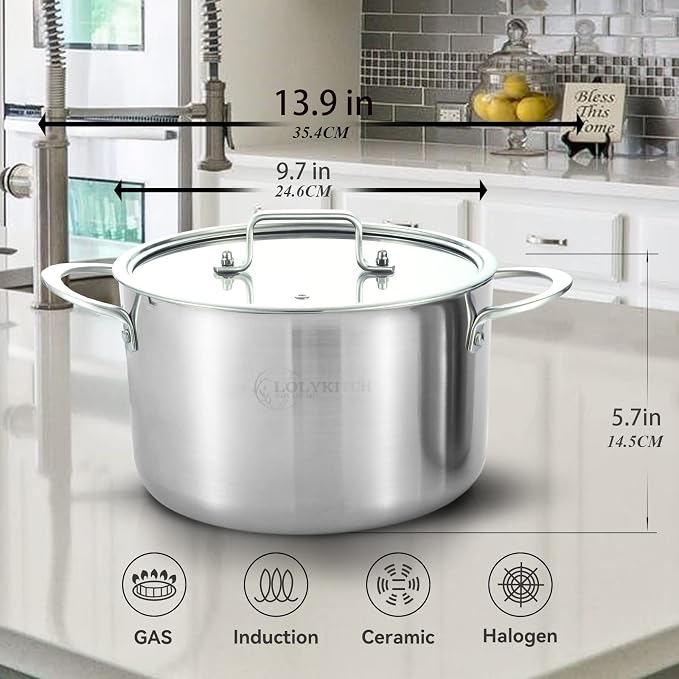 LOLYKITCH Tri-Ply Stainless Steel 5 QT Stock Pot - Image 7