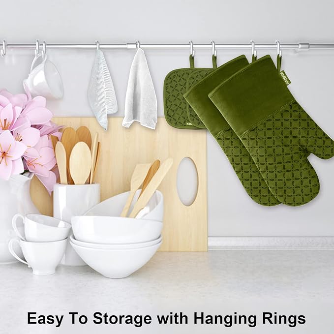 KEGOUU Oven Mitts and Pot Holders 6pcs Set, Kitchen Oven Glove High Heat - Image 4