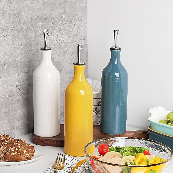 Sweejar Large Ceramic Olive Oil Dispenser Bottle, Opaque Oil Cruet Protects to - Image 3