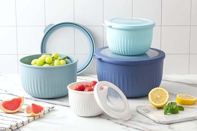 COOK WITH COLOR Prep Bowls with Lids- Wide and Deep Nesting Plastic Small - Image 8