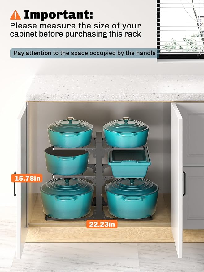 MUDEELA 6-Tier Pots and Pans Organizer under Cabinet, 13.78" Height Heavy Duty - Image 2
