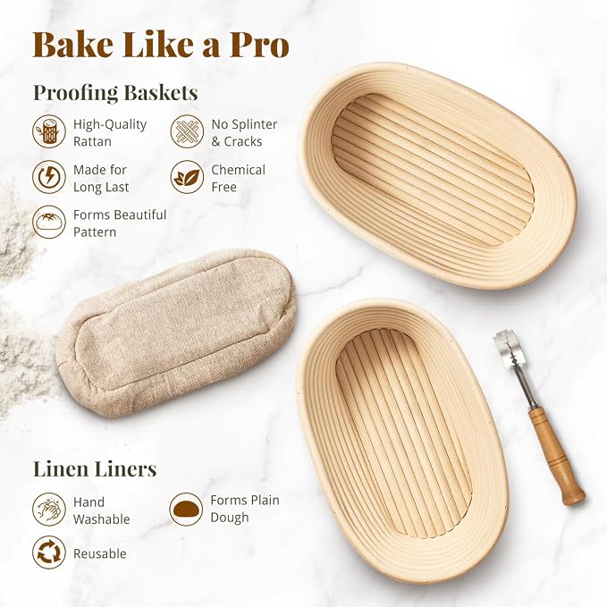 Sourdough Starter Kit, Banneton Bread Proofing Baskets Set, Sourdough Bread - Image 2