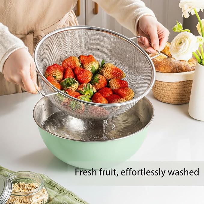 304 Stainless Steel Kitchen Colander Set, 3.5QT Colander - Image 2