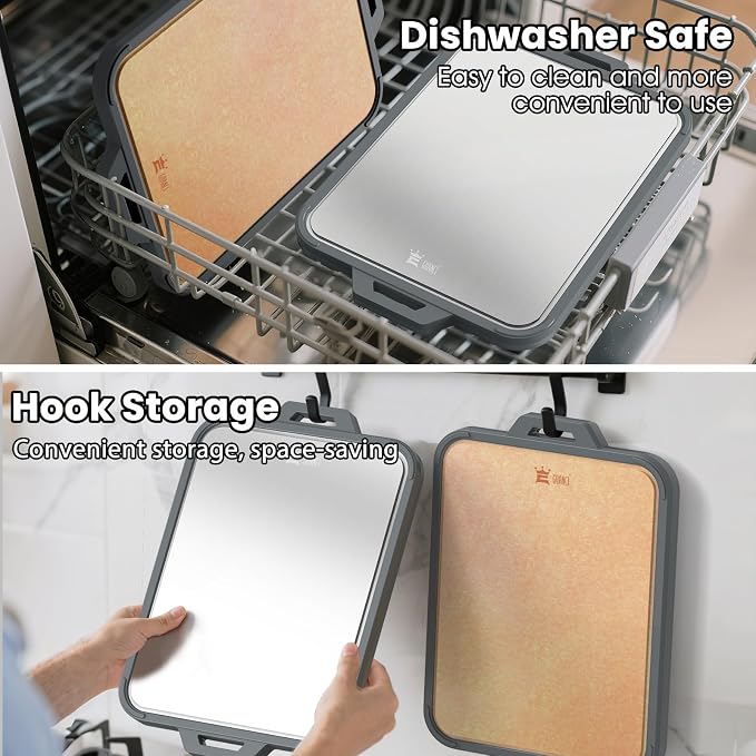 Titanium Cutting Board for Kitchen, Double Sided Pure Titanium and Wood Fiber - Image 7
