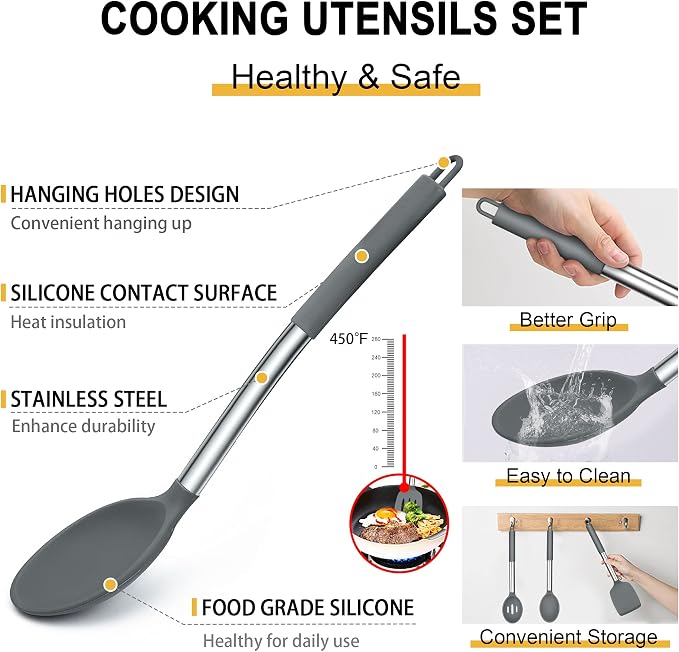 Silicone Kitchen Utensils Set, E-far 30-Piece Cooking Utensils Set - Image 3