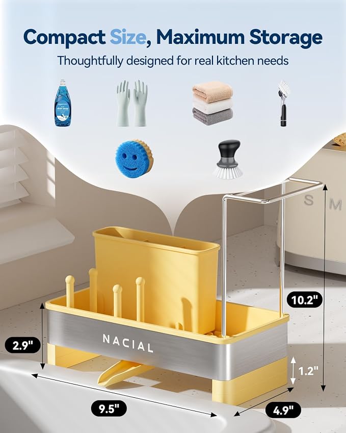 Nacial Sponge Holder for Kitchen Sink, Sink Caddy Organizer - Image 2