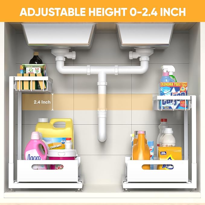 Saydear Under Sink Organizer Storage 2-Tier Premium Metal Pull-Out Kitchen - Image 2