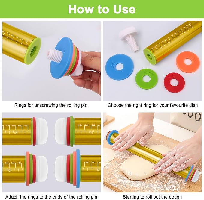 Adjustable Rolling Pins for Baking, Stainless Steel Rolling Pin - Image 4