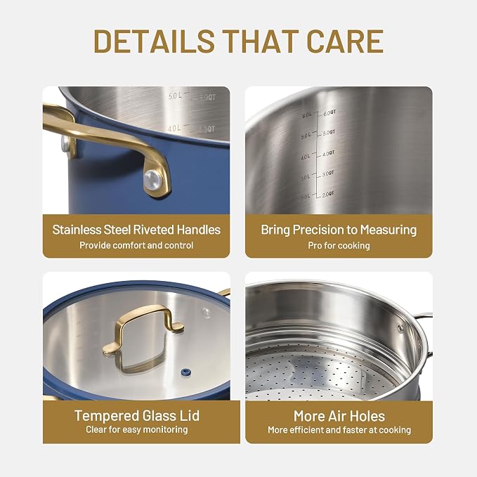 CAROTE 8QT Full Clad Tri Ply Stainless Steel Stock Pot - Image 3