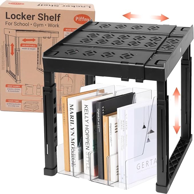 Piffny Locker Organizer Shelf， Adjustable Width and Height, Ideal Locker Shelf by Piffny