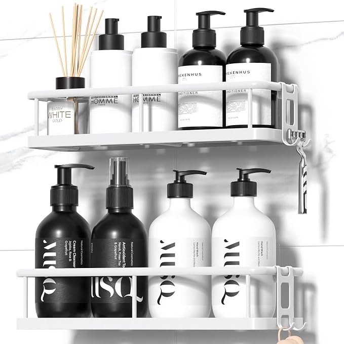 YASONIC Shower Caddy Adhesive, No Drill Bathroom Shower Organizers, - Image 9