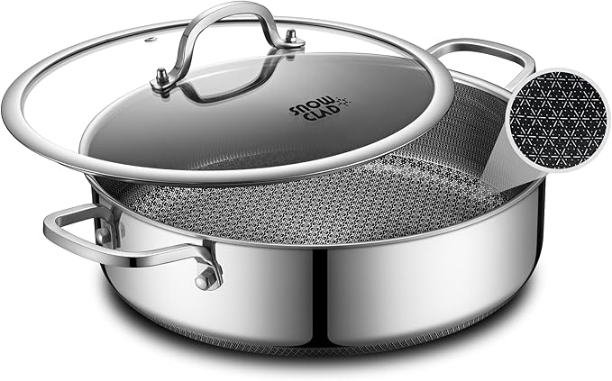 Saute Pan, Hybrid Non Stick 6.5 Quart Everyday Braiser pan, Chicken Fryer by SNOWCLAD