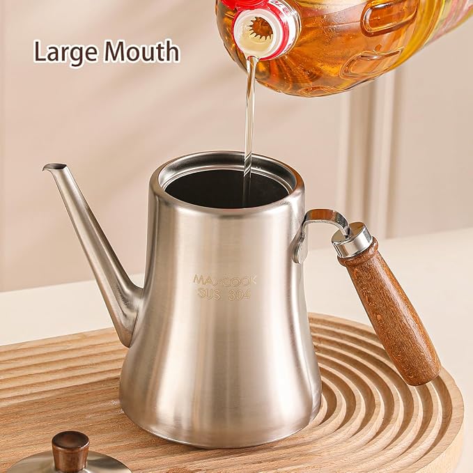 18/8 Stainless Steel Olive Oil Dispenser 500ml/16.9oz Drip-Free Pouring Oil Pot - Image 5