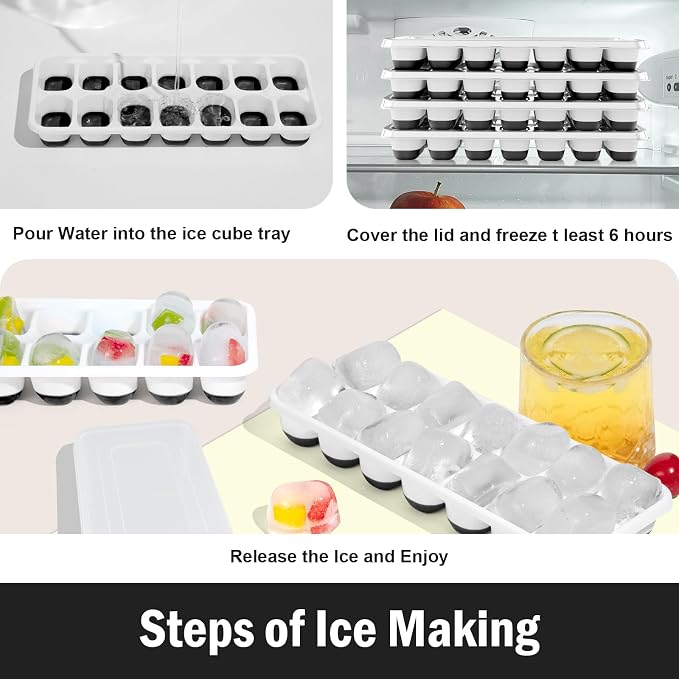 DclobTop Ice Cube Trays with Lid and Bin, Ice Trays - Image 4