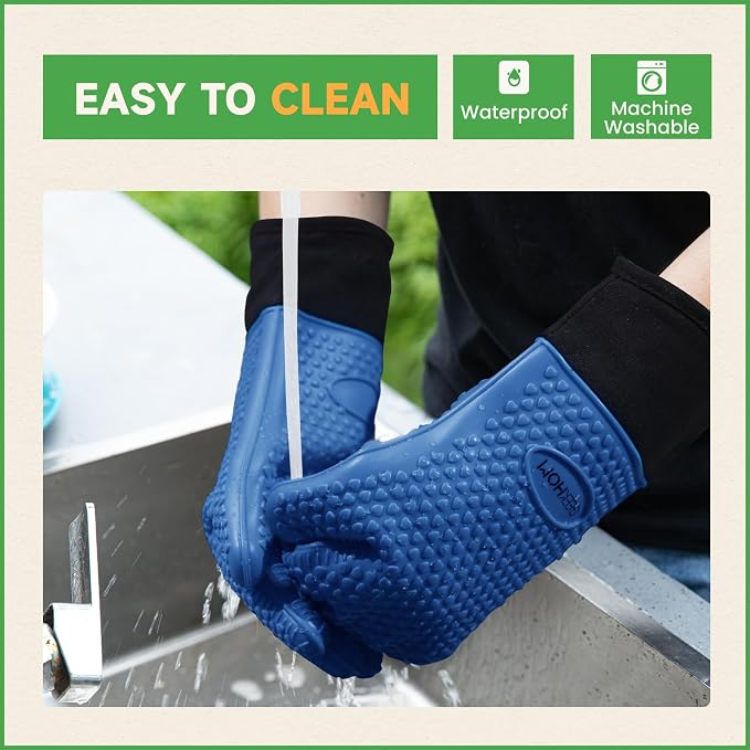 GEEKHOM BBQ Gloves Heat Resistant Oven Mitts - Image 3