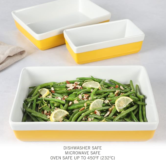 MARTHA STEWART 3-Piece Oven to Table Stoneware Bakeware Set – Baking Dish & - Image 5
