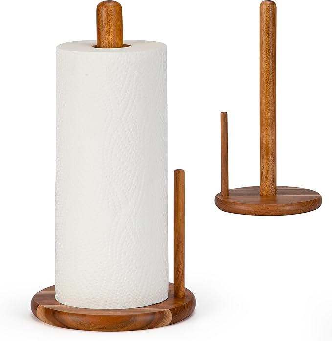 Acacia Wood Paper Towel Holder Countertop, Wooden Paper Towel Holder Thicken by E-ROOMTREND