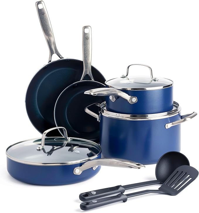 Blue Diamond 10 Piece Nonstick Cookware Set, Diamond Ceramic Pots & Pans by BlueDiamondCookware