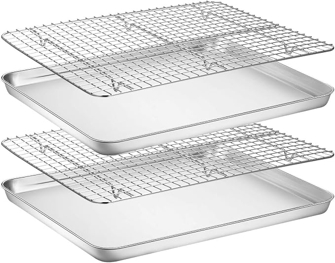 Baking Sheet with Rack Set, Wildone Stainless Steel Cookie Sheet Baking Pan by Wildone