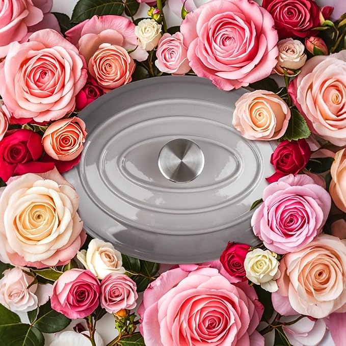 5.5 Quart Oval Enameled Cast Iron Dutch Oven Pot - Image 2