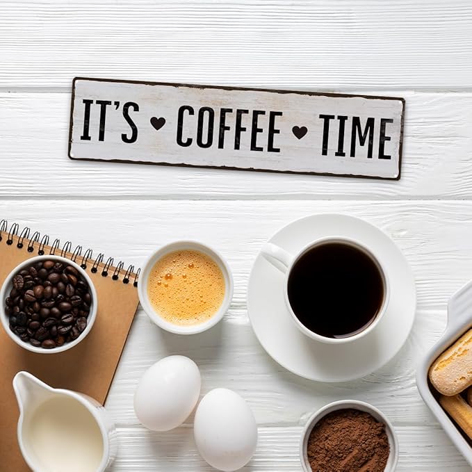 Coffee Metal Tin Sign, It's Coffee Time Sign, Home Kitchen Wall Decor, - Image 5