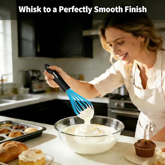 Anaeat Silicone Kitchen Whisk Set of 4, Milk and Egg Beater Blender - Image 2