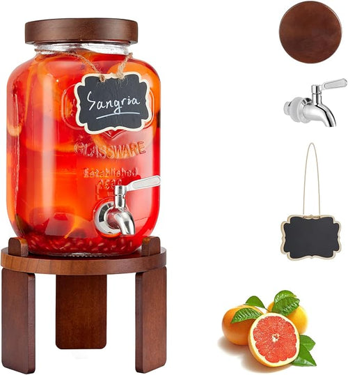 1 Gallon Drink Dispenser for Parties, Glass Beverage Dispenser by FavorFlavor