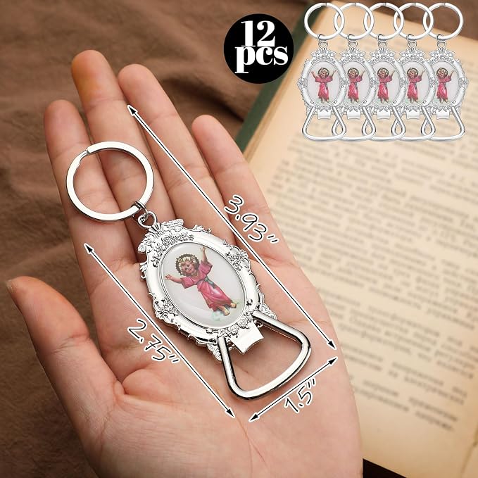 Misdary 12 Pcs Divine Jesus Bottle Opener Keychain Catholic Bottle Opener - Image 3