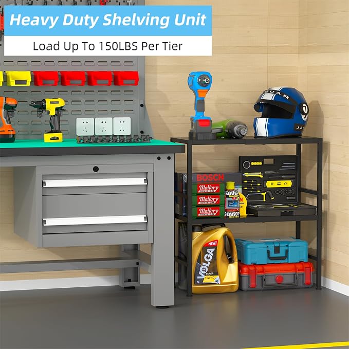 2-Tier Expandable Metal Storage Shelves, 150LBS Heavy Duty Shelving Units and - Image 6