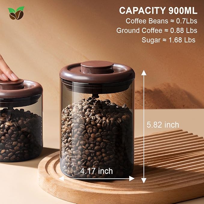 Ankou Glass Coffee Canister 900ml x 2 Jar, Airtight Food Storage Container - Image 5