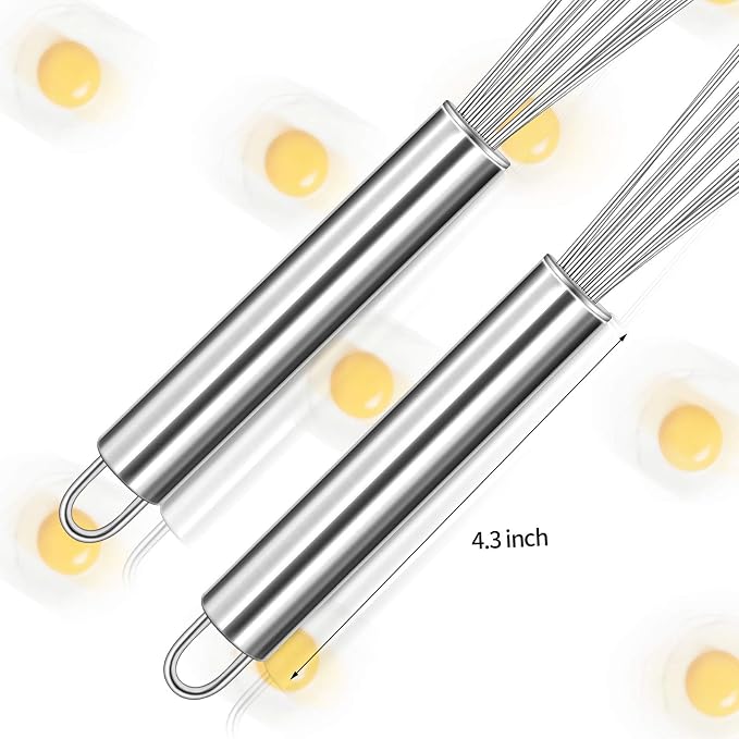 Patelai 2 Pieces Stainless Steel Ball Whisk Wire Egg Whisk Set Kitchen - Image 4