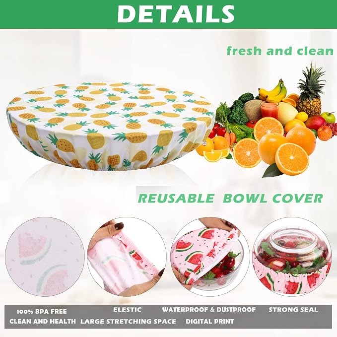 10Pcs Reusable Bowl Covers In 5 Size, Stretch Cloth Fabric Dish Cover Kitchen - Image 3