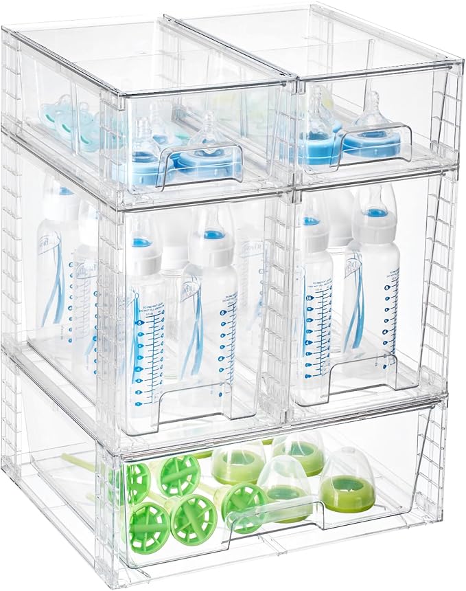 Vtopmart 6 Pack Clear Stackable Storage Drawers, Plastic Drawers by Vtopmart
