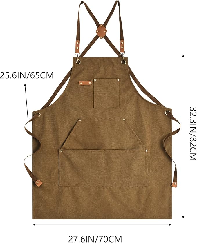 Aoomzoon Canvas Aprons for Men Chef Apron, Work Apron - 16oz Heavy Duty Cross - Image 7