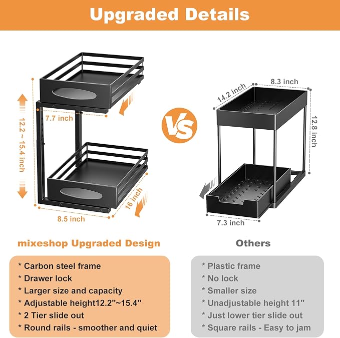 mixeshop Under Sink Organizer, 2 Tier Under Sink Organizers and Storage - Image 5