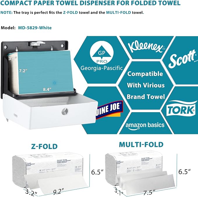 Paper Towel Dispenser for Home Bathroom: Modunful White ABS Multifold Paper - Image 2