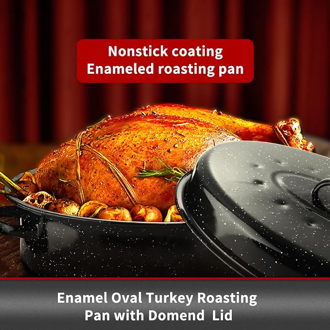 JY COOKMENT 15.7" Enameled Oval Roaster - Image 3