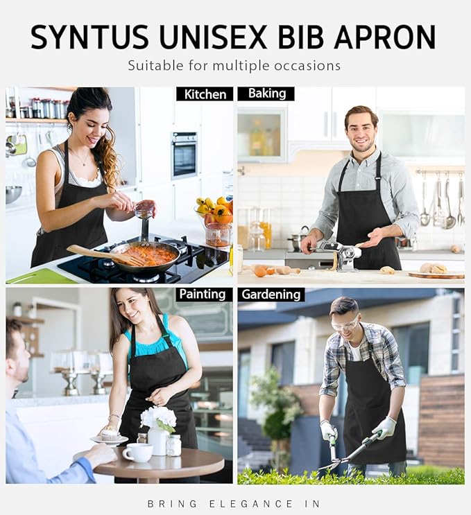 Syntus Apron for Men Women, Adjustable Cooking Kitchen Chef Aprons - Image 7