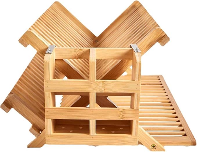 Bamboo Dish Drying Rack for Kitchen by Olioeiao