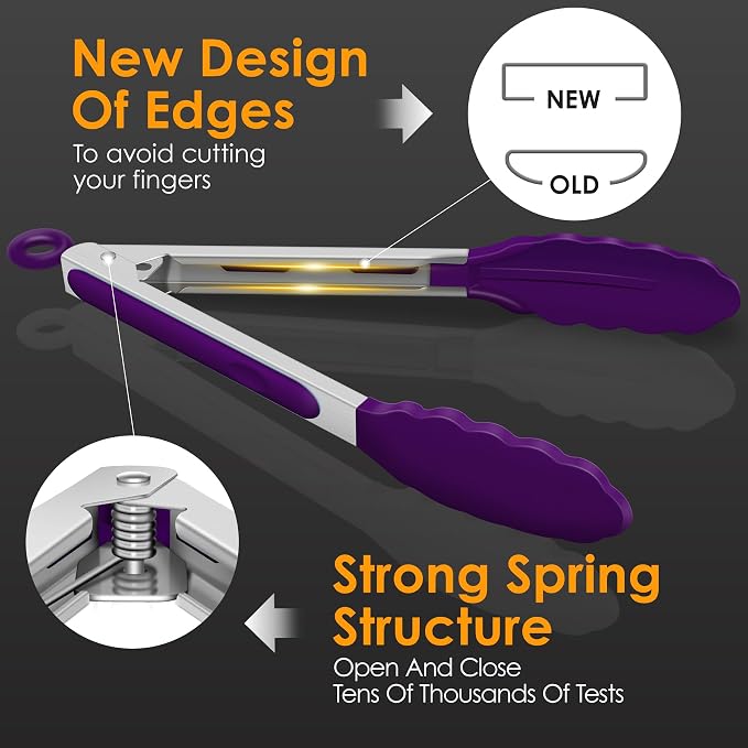 HOTEC Premium Stainless Steel Locking Kitchen Tongs - Image 5