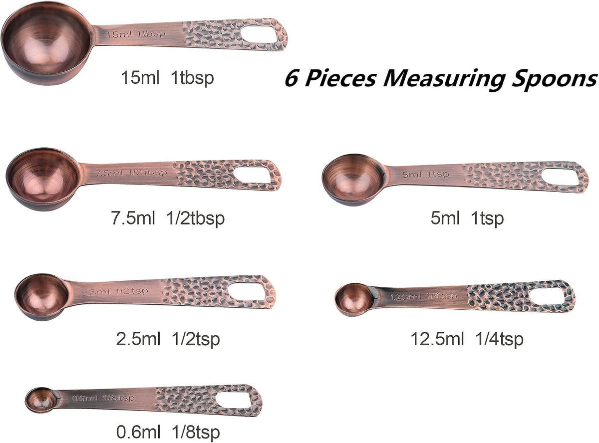 Copper Measuring Cups and Spoons Set 13, Stainless Steel Measuring