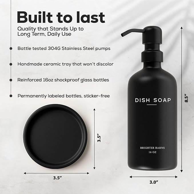 Black Glass Dish Soap Dispenser - Image 3